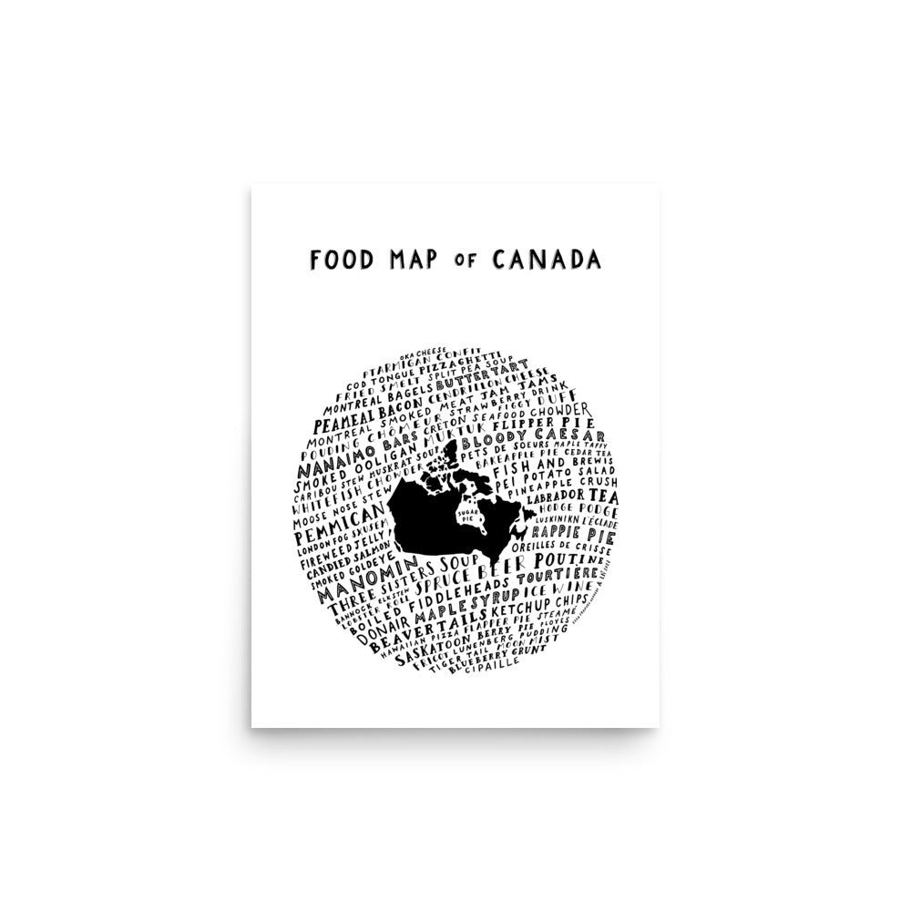 Food Map of Canada - White Poster