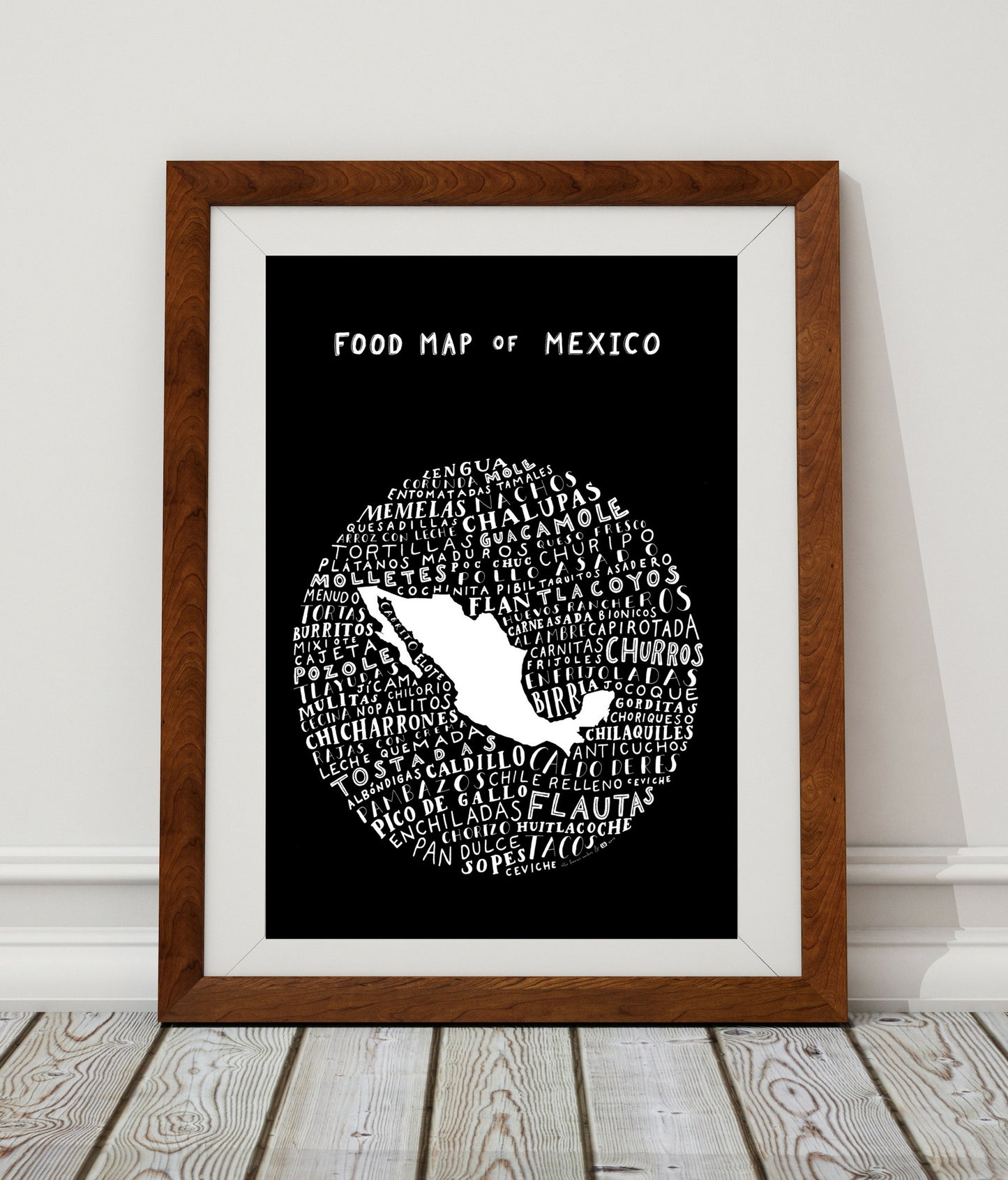 Food Map of Mexico - Black Poster