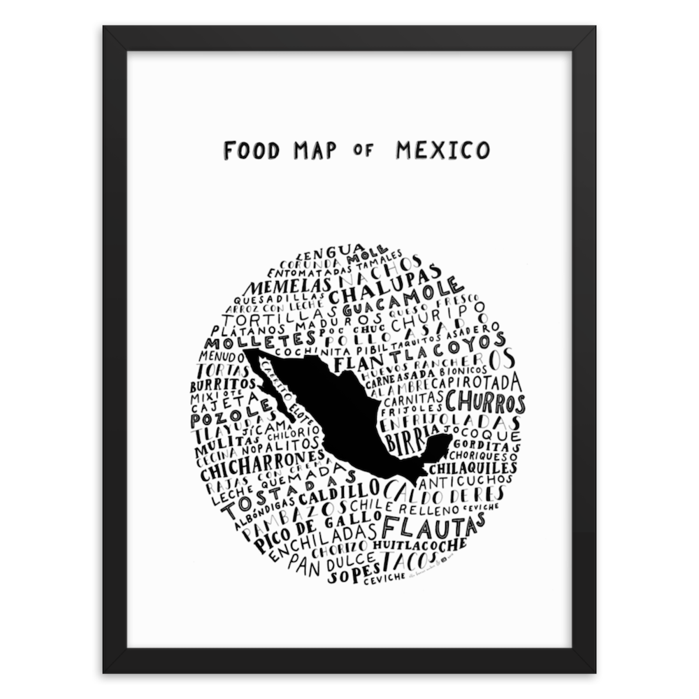 Food Map of Mexico - White Poster