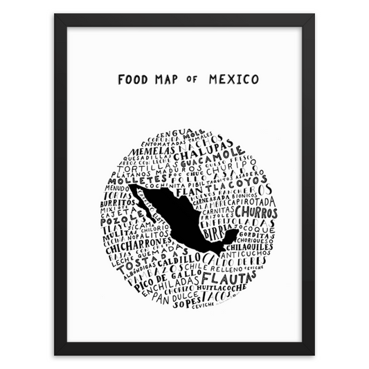 Food Map of Mexico - White Poster