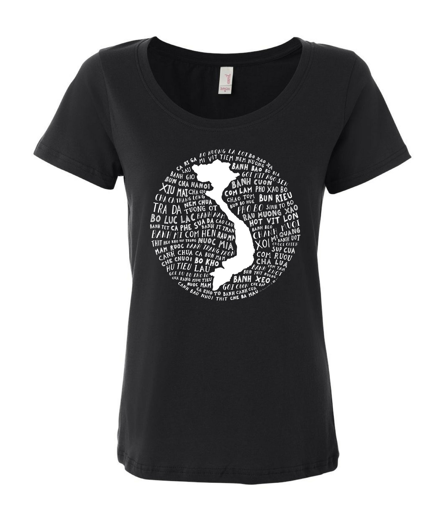 Food Map of Vietnam - Women's Black Soft Cotton Tee