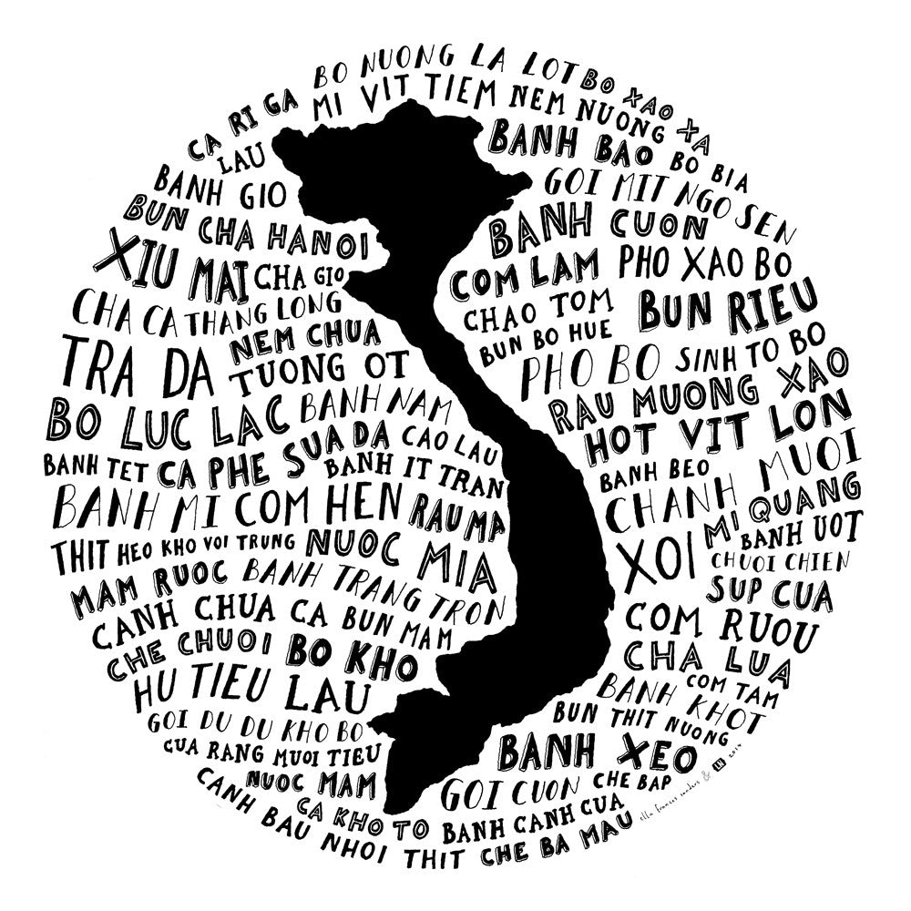 typographic food map vietnam