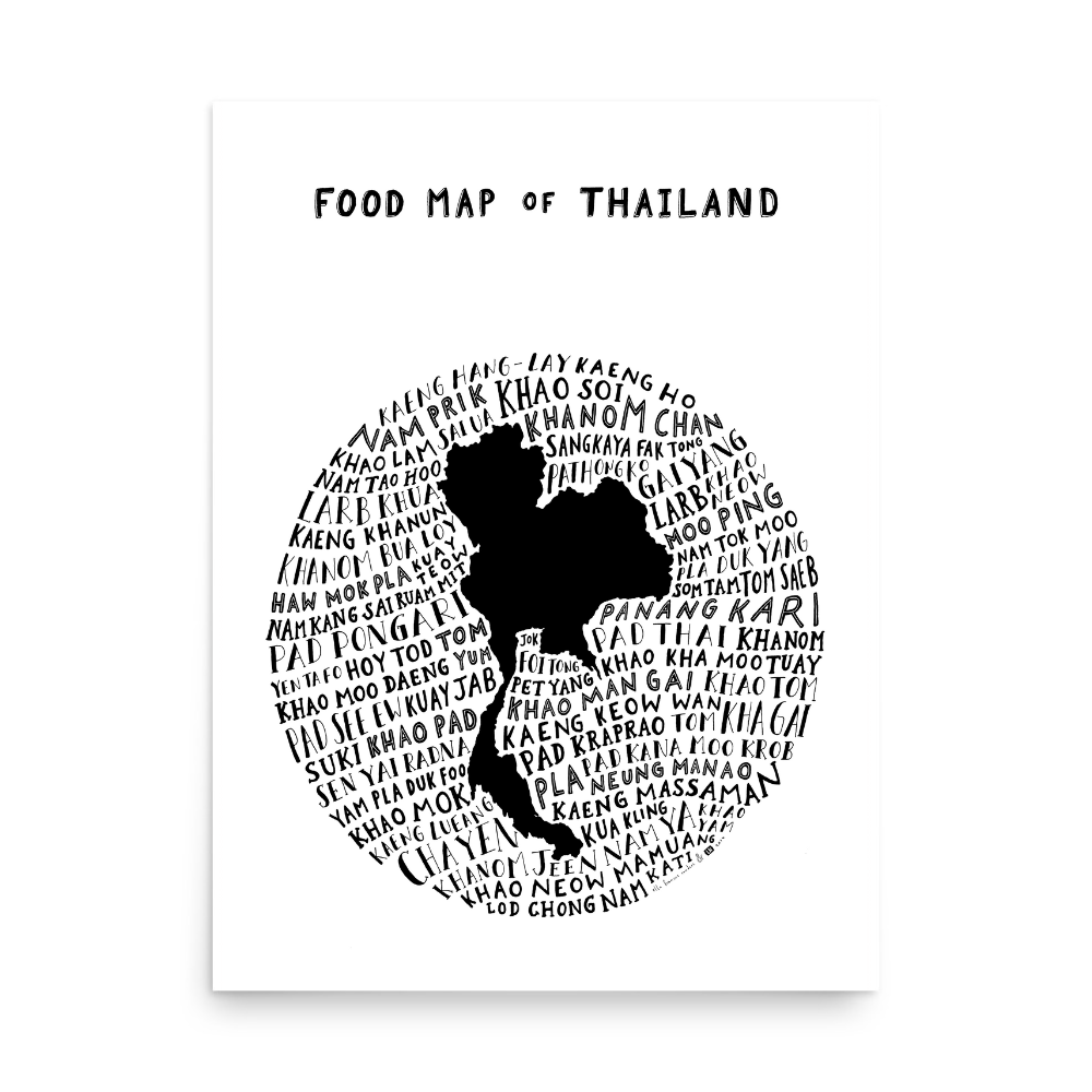 Food Map of Thailand - White Poster
