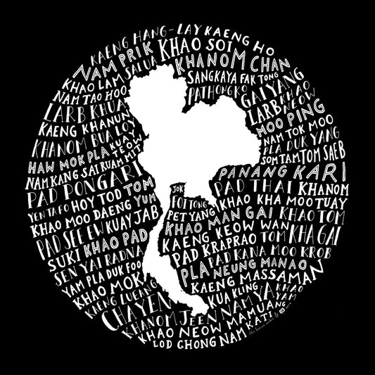 Food Map of Thailand - Women's Black Soft Cotton Tee