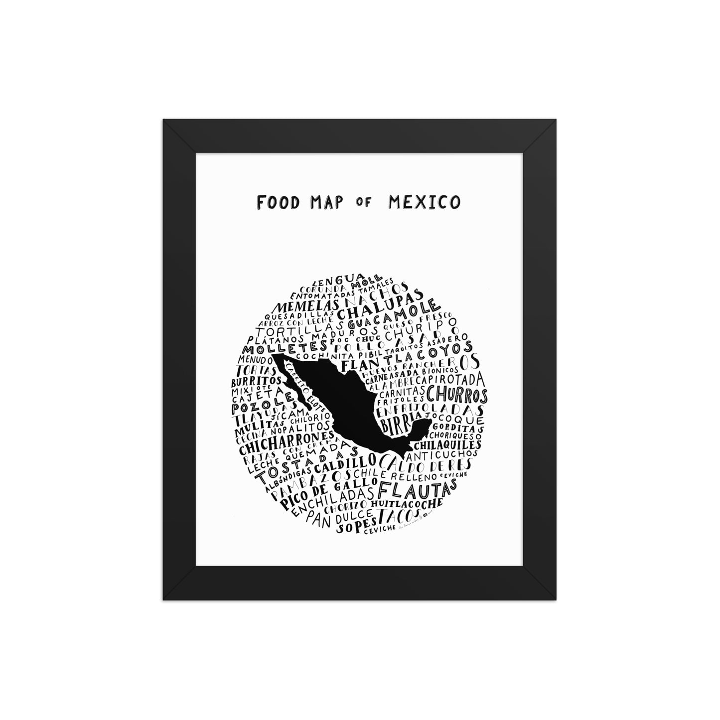 Food Map of Mexico - White Poster