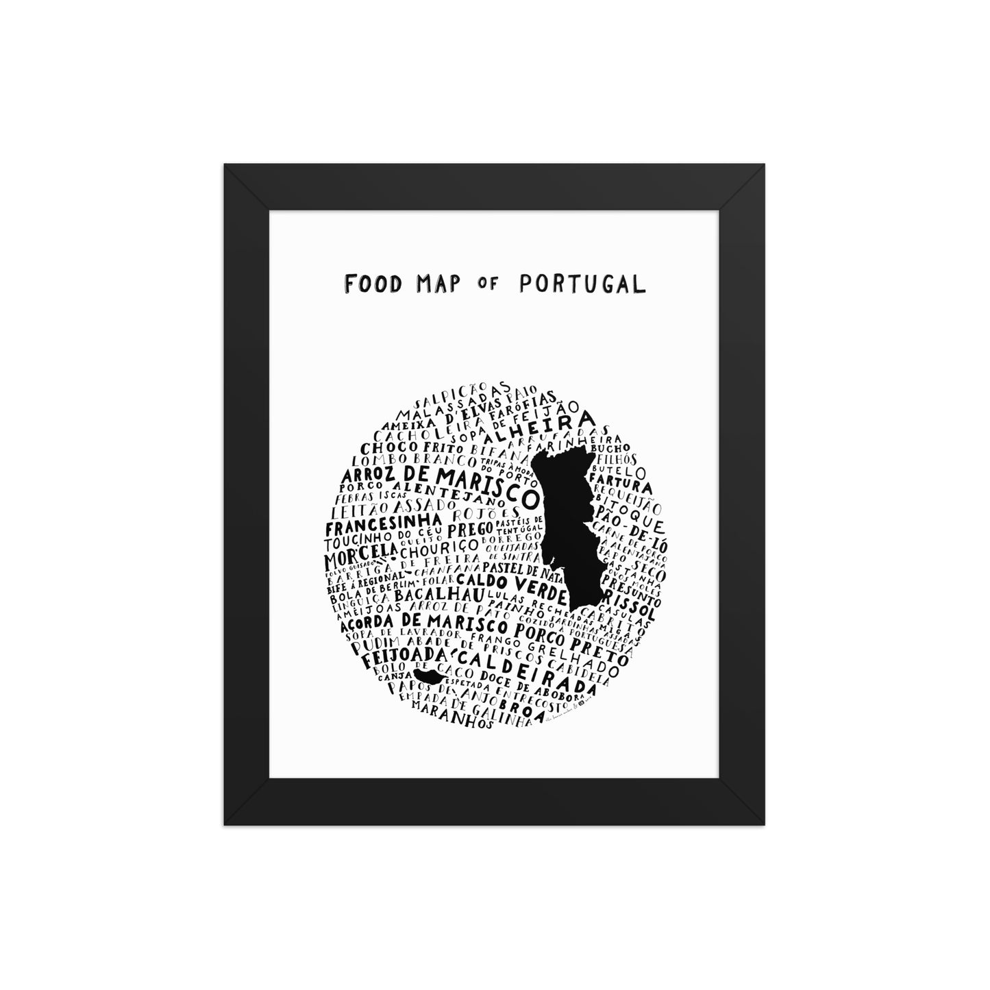 Food Map of Portugal - White Poster
