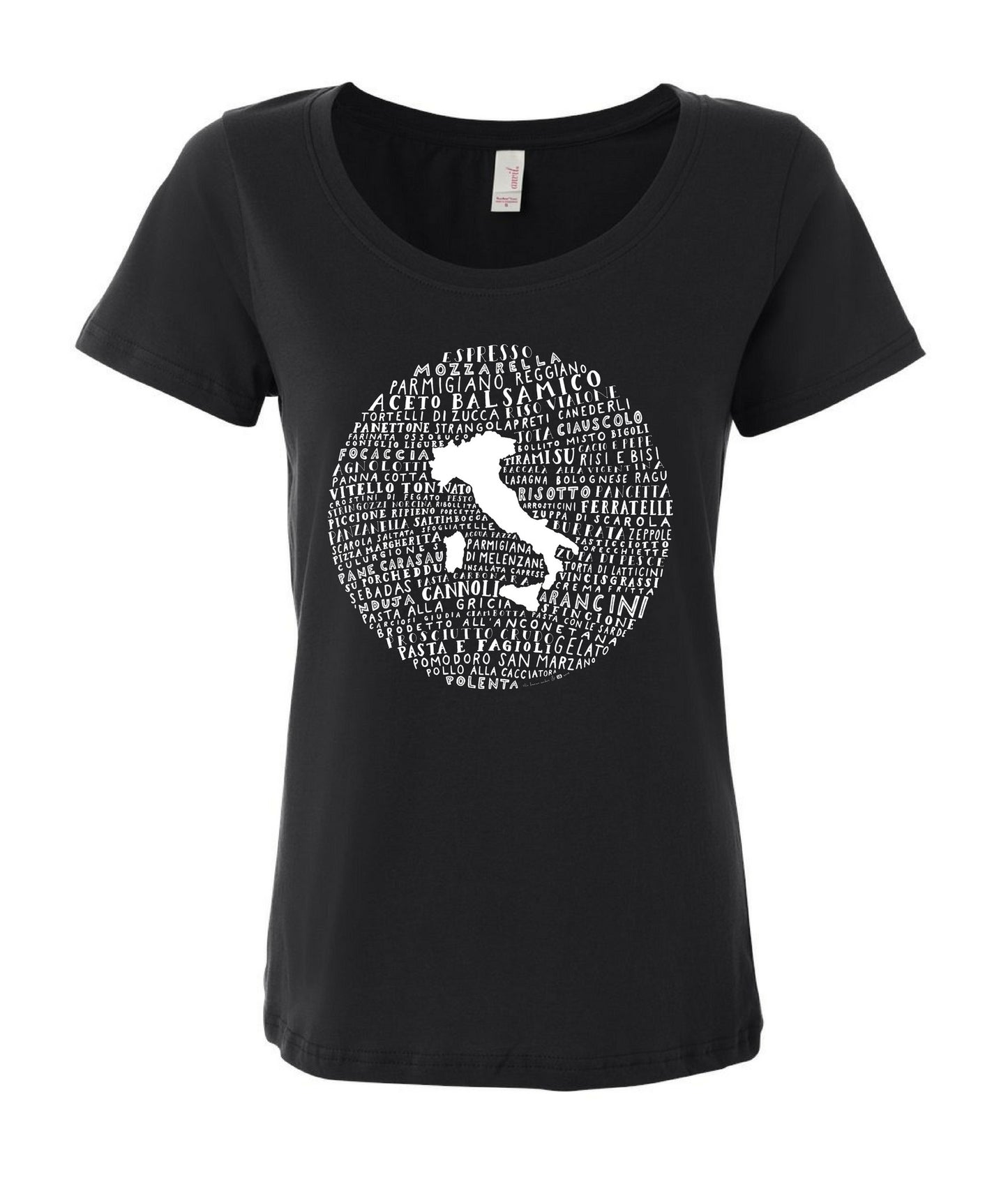 Food Map of Italy - Women's Black T-Shirt