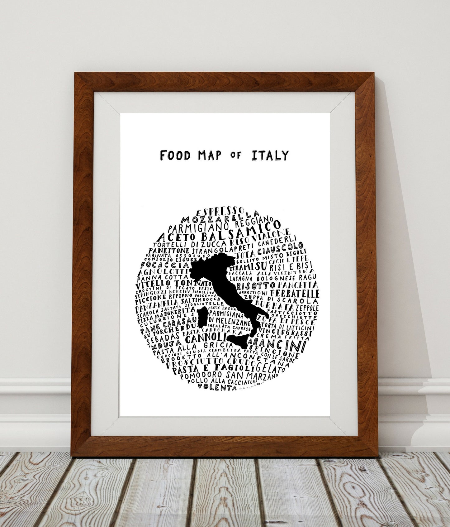 Food Map of Italy - White Poster