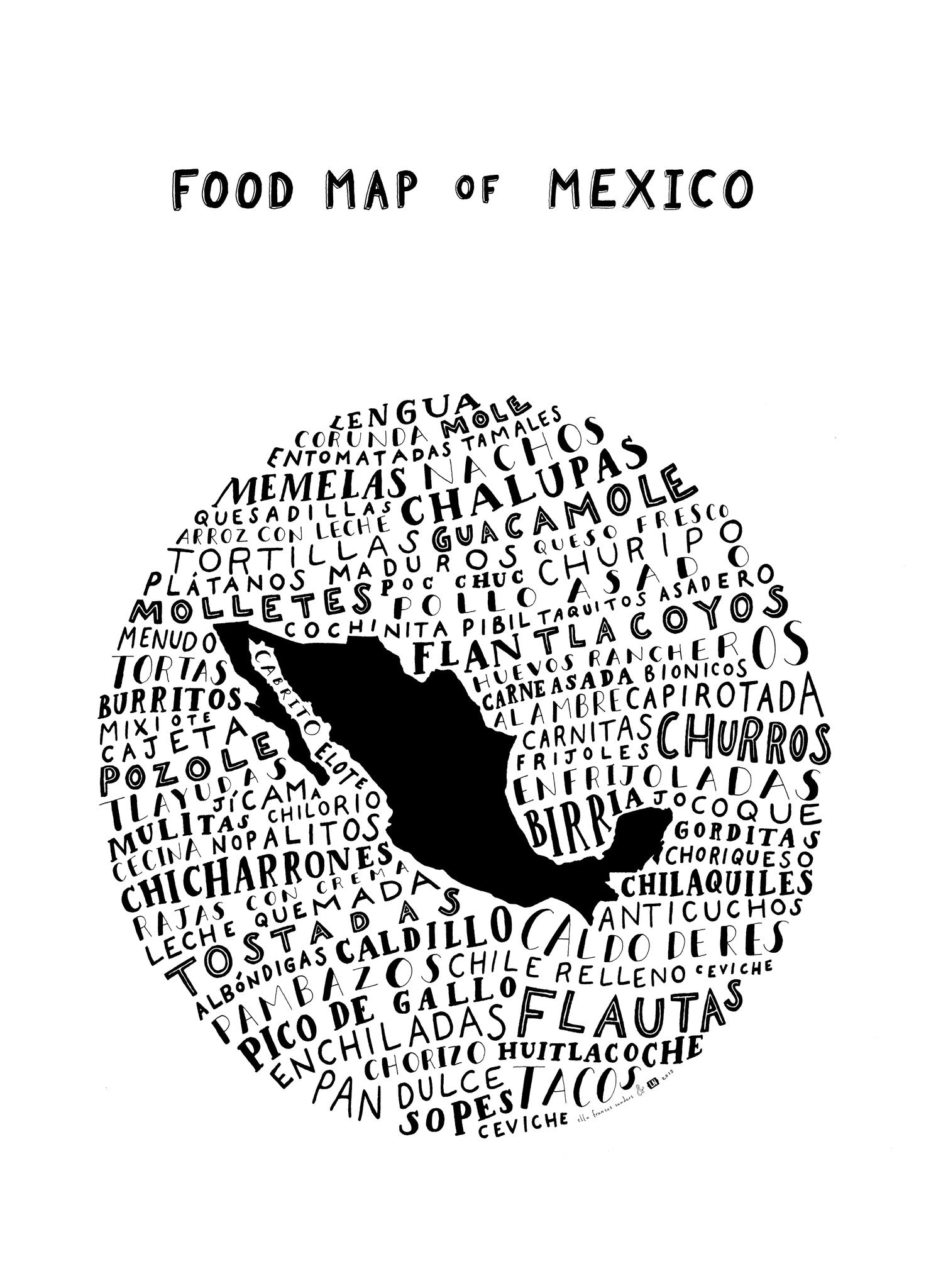 white typographic food poster mexico