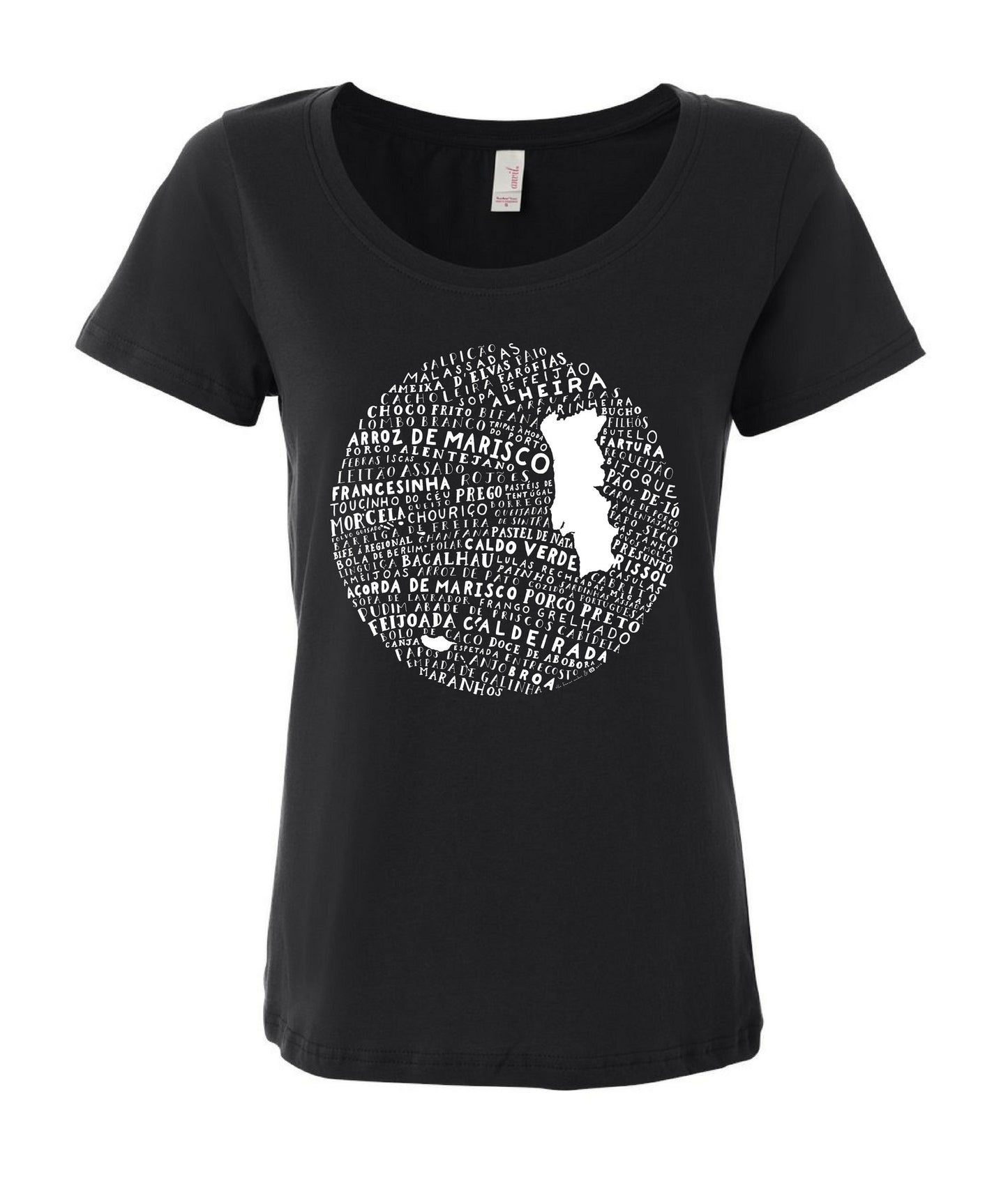 Food Map of Portugal - Women's Black Soft Cotton Tee