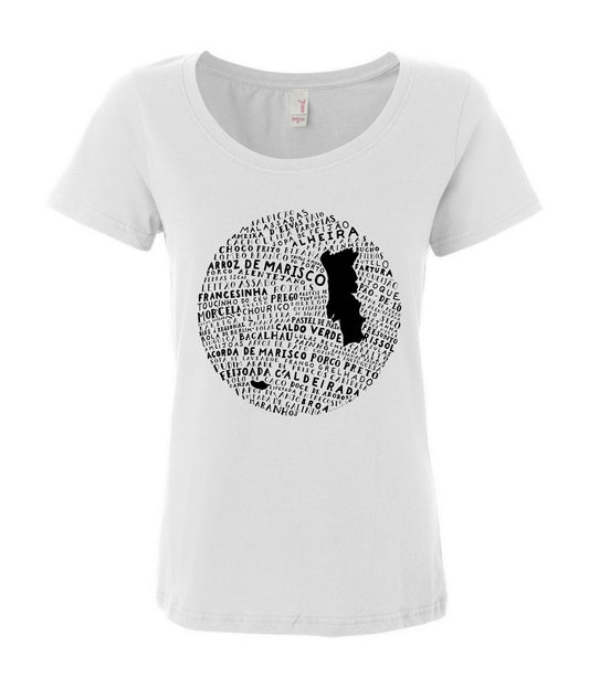 Food Map of Portugal - Women's White Soft Cotton Tee