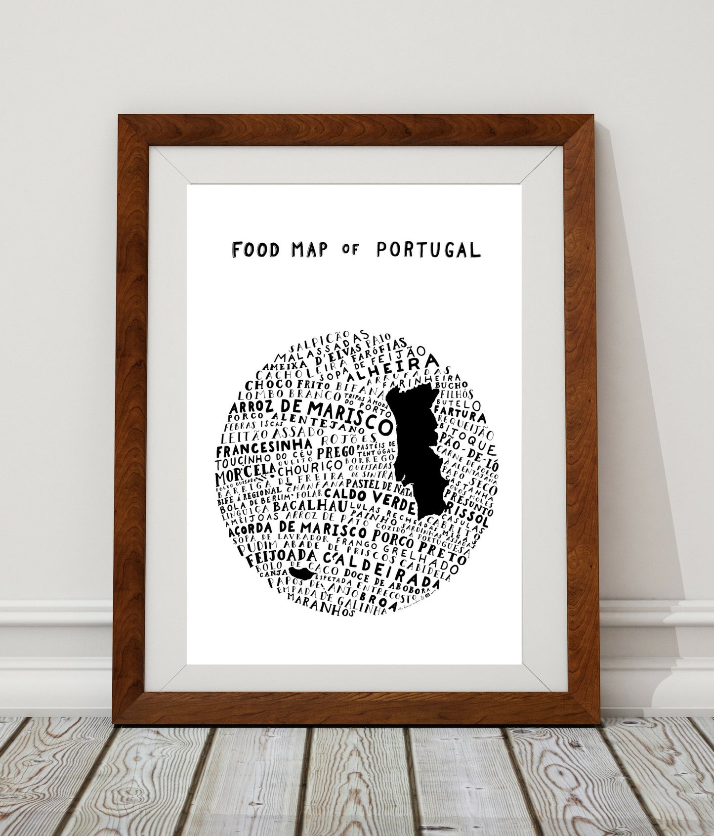 Food Map of Portugal - White Poster