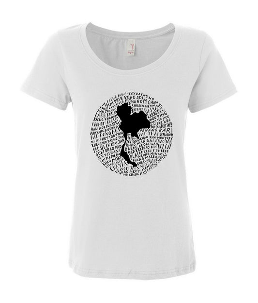 Food Map of Thailand - Women's White Soft Cotton Tee