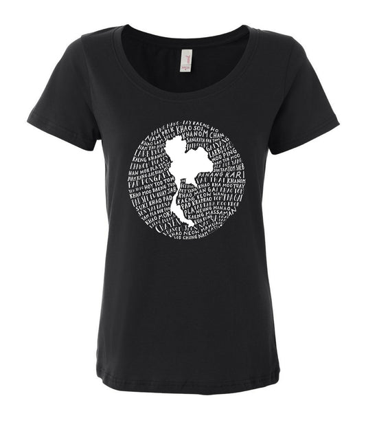 Food Map of Thailand - Women's Black Soft Cotton Tee