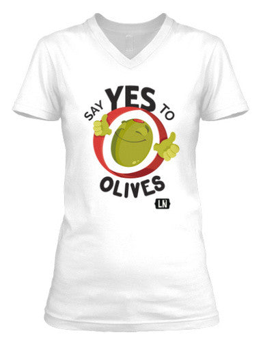 Say Yes to Olives -- Women's White Soft Tee