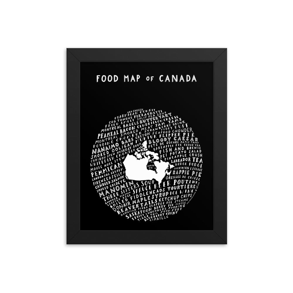 Food Map of Canada - Black Poster