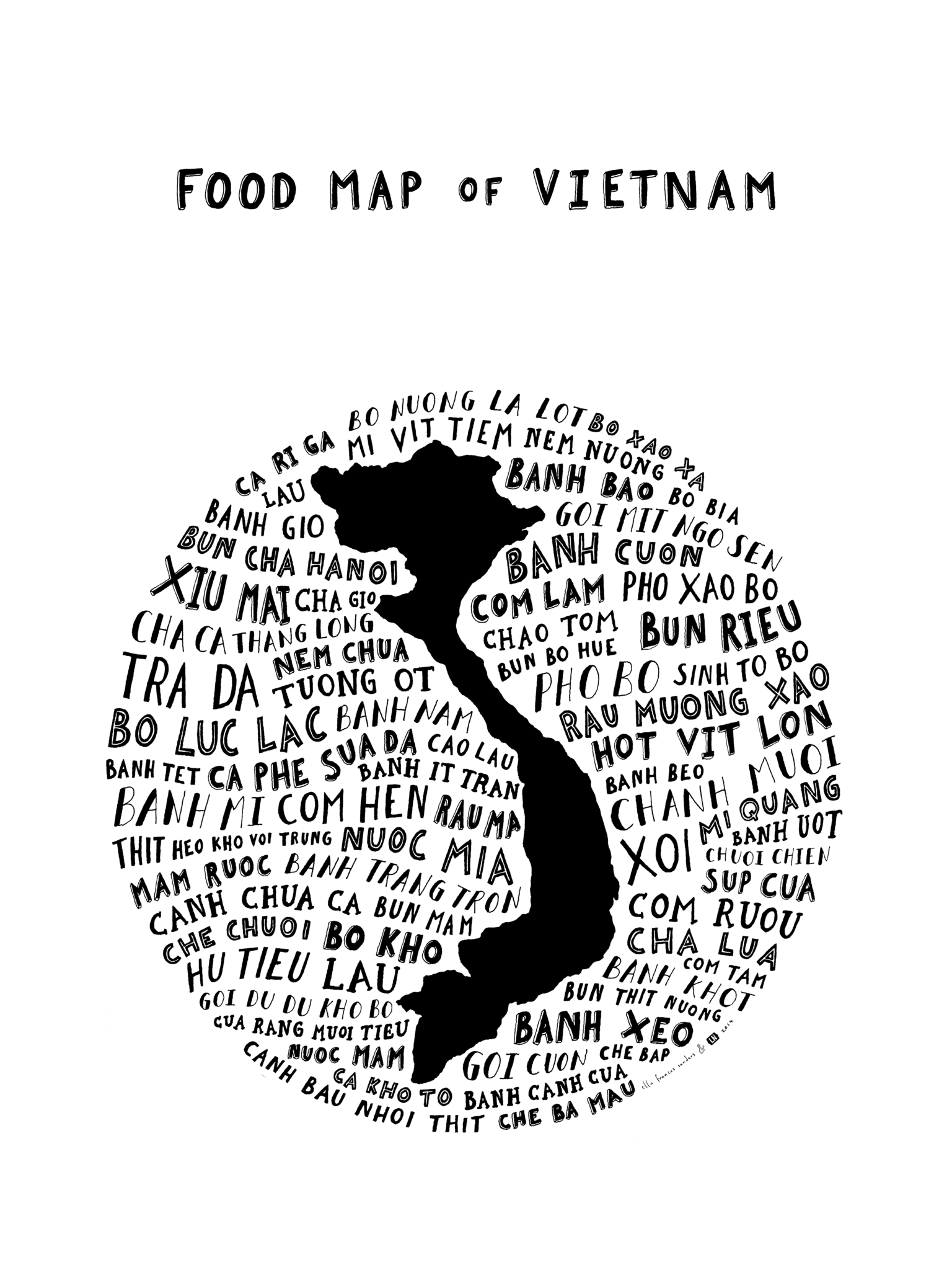typographic food map vietnam